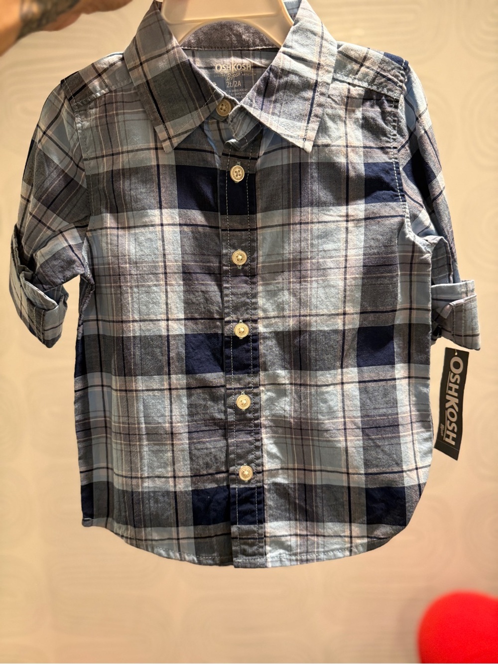 OshKosh B'gosh Light and Dark Blue Plaid Button-Down Shirt